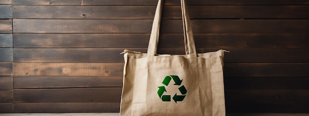 Foto bolsa de papel marrón con símbolo de reciclaje verde el concepto es respetuoso con el medio ambiente ia ia generativa