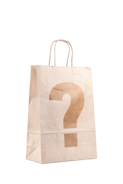 Bolsa de papel con signo de interrogación