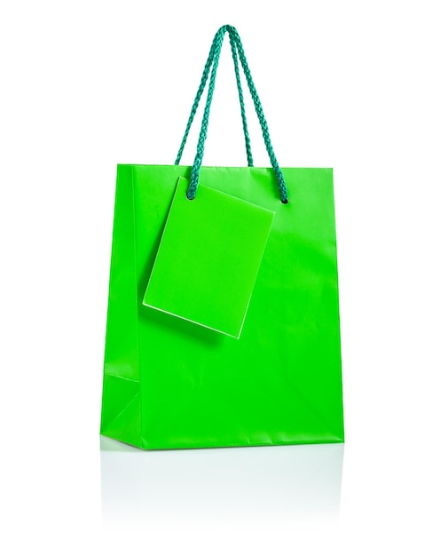 Bolsa de papel verde aislada