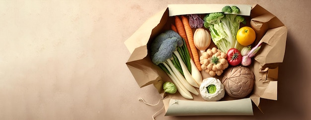 Una bolsa de papel con verduras