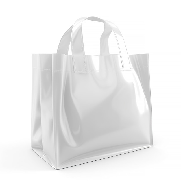 bolsa de plástico blanco en blanco y lámina metálica plateada