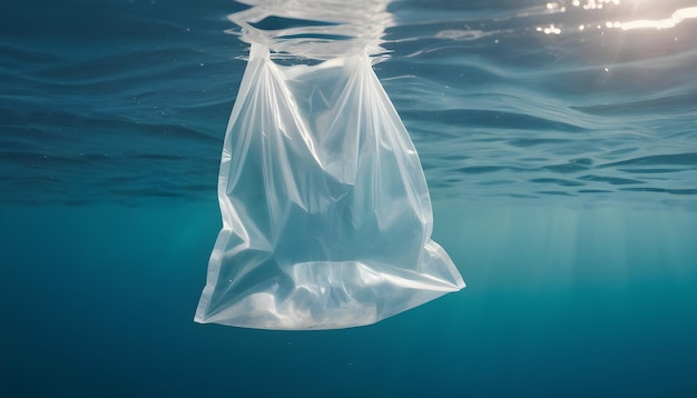 una bolsa de plástico en el medio del océano