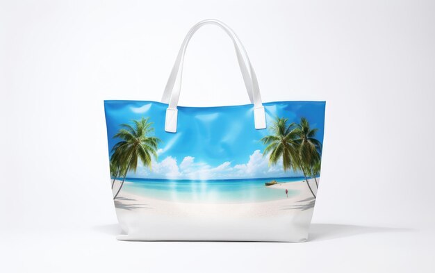 Foto bolsa de playa costera chic aislada sobre fondo transparente