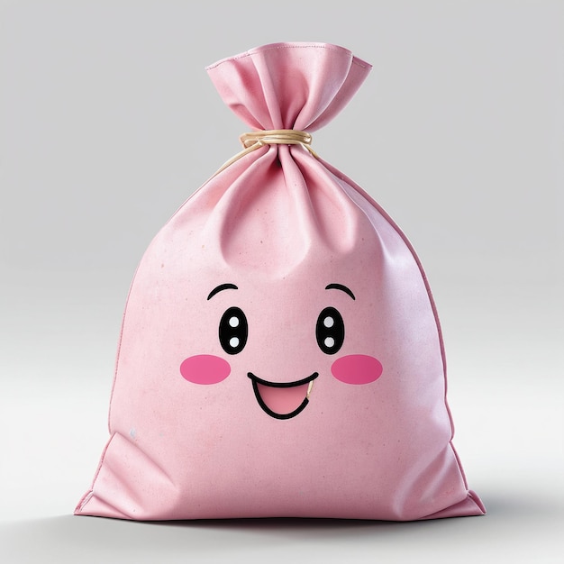 Foto una bolsa rosa con una cara sonriente rosa en ella