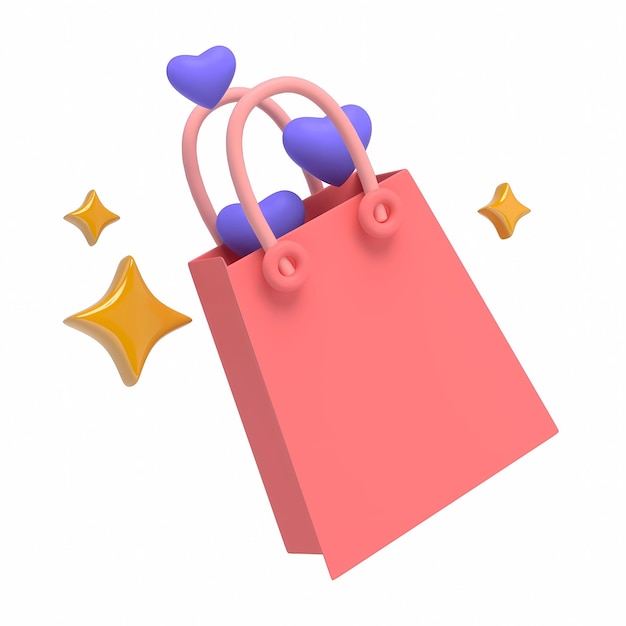 Una bolsa rosa con un corazón.