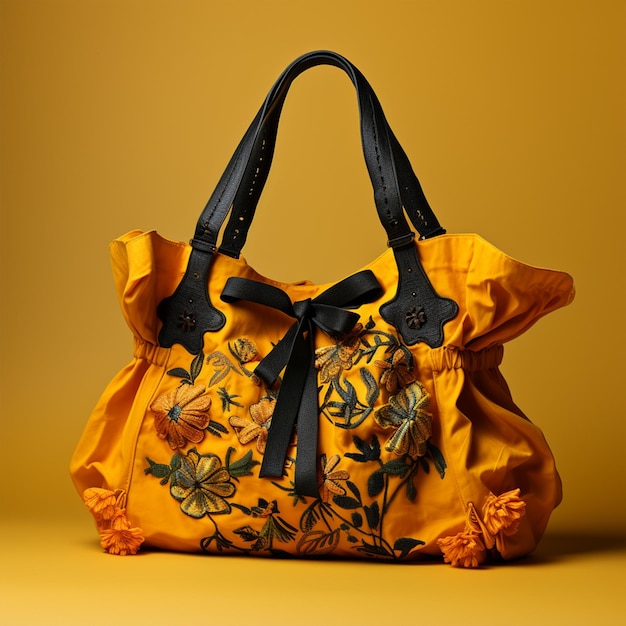 Bolsa textil sobre fondo amarillo