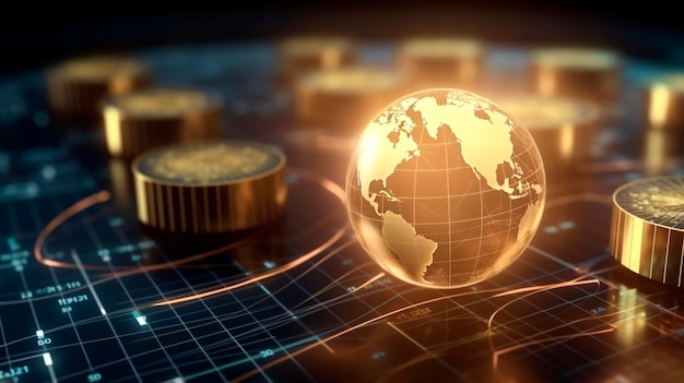 Bolsa de valores financieros o monedas de oro gráfico económico global Generativo Ai