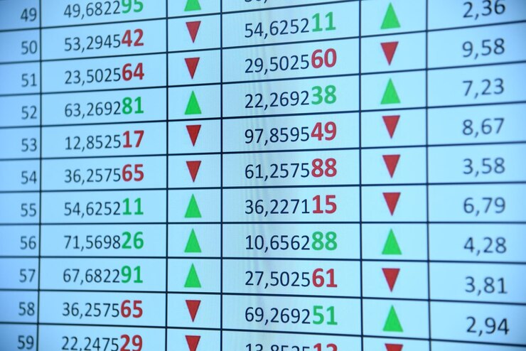 Foto bolsa de valores de negocios e índice en pantalla