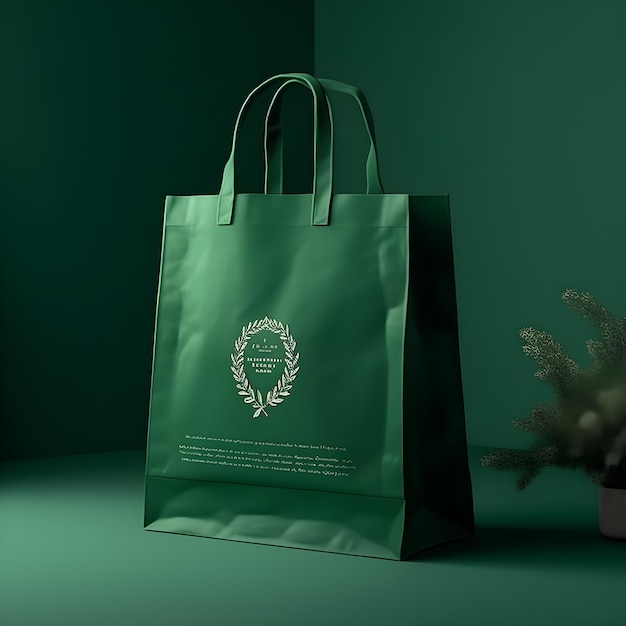 Una bolsa verde con un logo blanco que dice "la marca es"