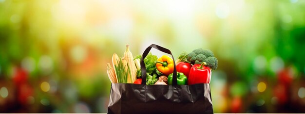 Una bolsa de verduras en el fondo de un supermercado Alimentos de IA generativa