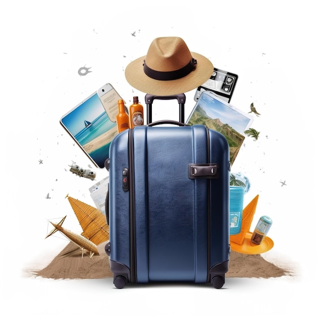 Bolsa de viaje de un día de turismo mundial con vacaciones y ilustraciones turísticas de puntos de referencia mundiales