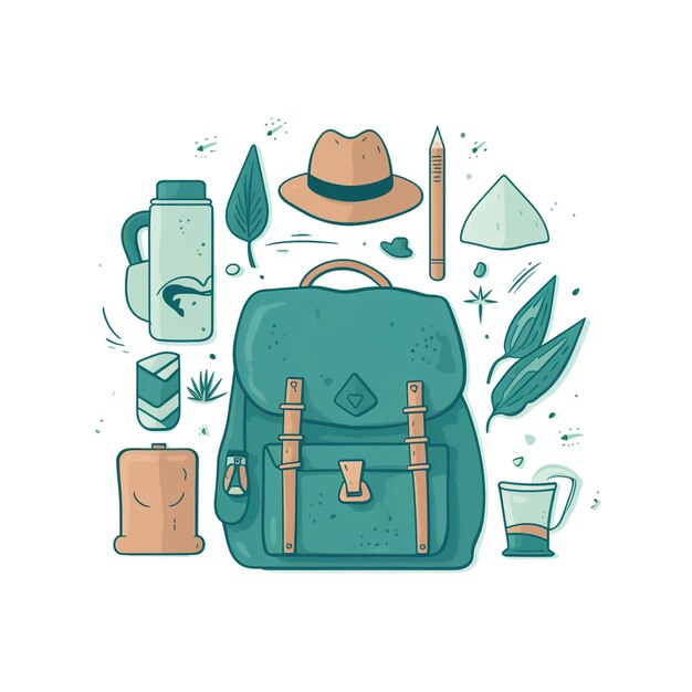 Foto bolsa de viaje de un día de turismo mundial con vacaciones y ilustraciones turísticas de puntos de referencia mundiales