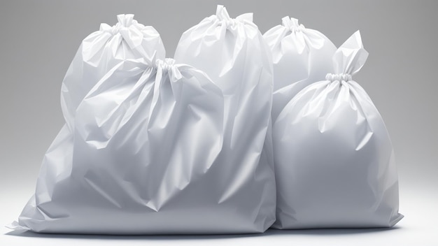 Bolsas de basura blancas con fondo blanco protección del medio ambiente Día de la Tierra IA generativa