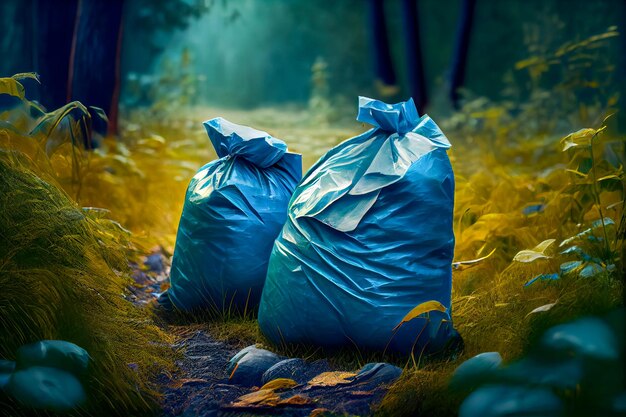 Bolsas de basura tiradas en el césped IA generativa IA generativa