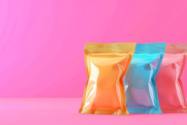 Foto bolsas de comida de diferentes colores