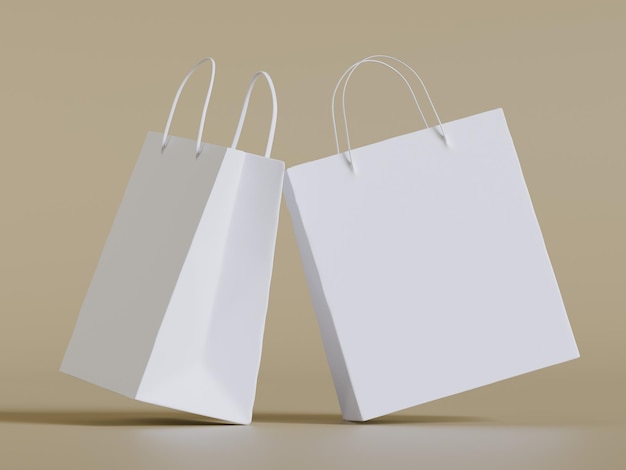Bolsas de compras blancas en blanco