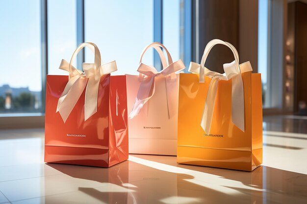 Bolsas de compras coloridas y extravagantes forradas con papel vibrante