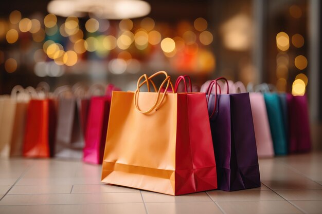 Bolsas de compras coloridas Viernes Negro IA generativa