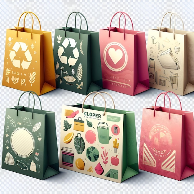 Bolsas de compras con elementos de decoración