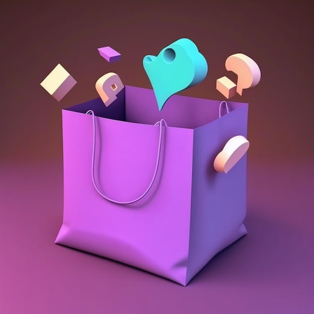 Foto bolsas de compras flotantes modelo 3d