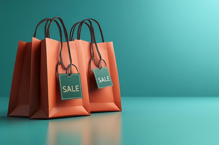 Bolsas de compras en un fondo turquesa