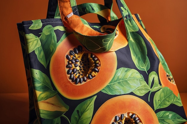 Bolsas de compras reutilizables con estampado de papaia