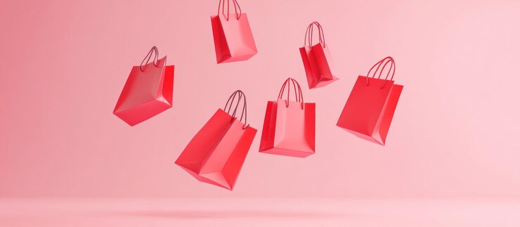 Bolsas de compras rojas flotantes