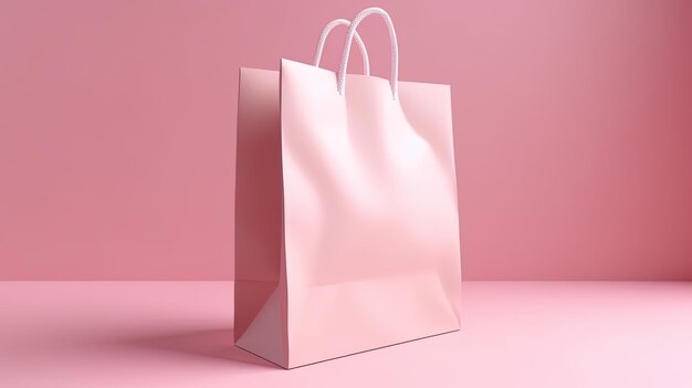 Bolsas de compras rosadas en blanco en el fondo para maquetas