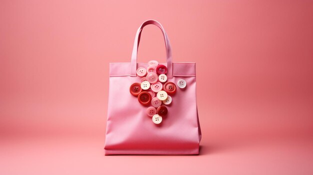 Foto bolsas de compras cor-de-rosa e botão