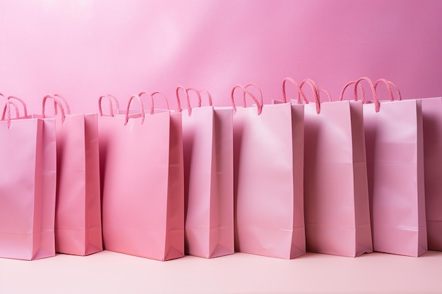 Bolsas de compras cor-de-rosa em fundo rosa Inteligência Artificial Gerativa