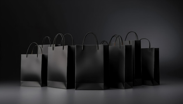 Bolsas de compras de papel preto