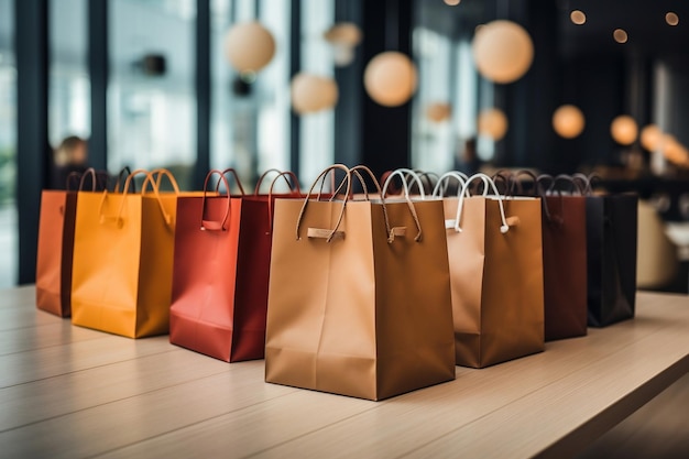 Bolsas de compras na mesa de IA