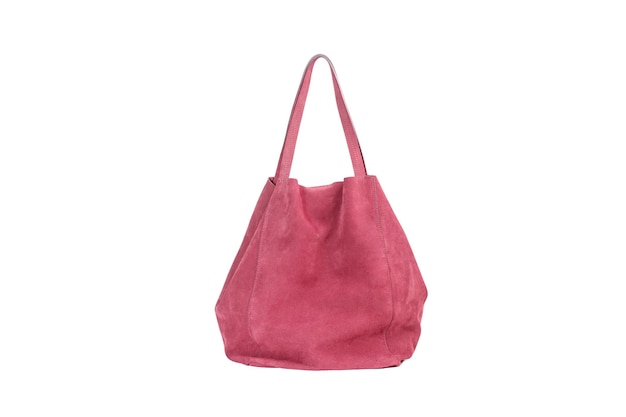 Bolsas de nobuck rosa em um fundo branco