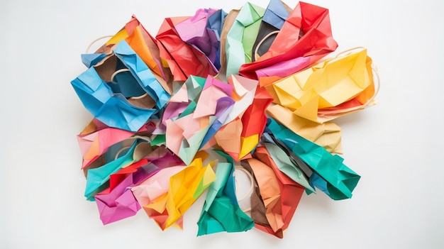 Bolsas de papel de colores aisladas