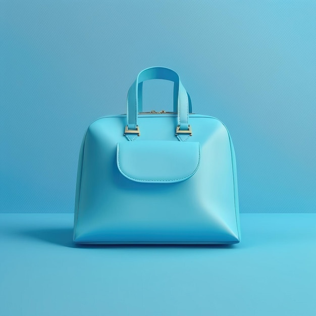 Bolso azul sobre un fondo azul plano, simple, limpio y minimalista.