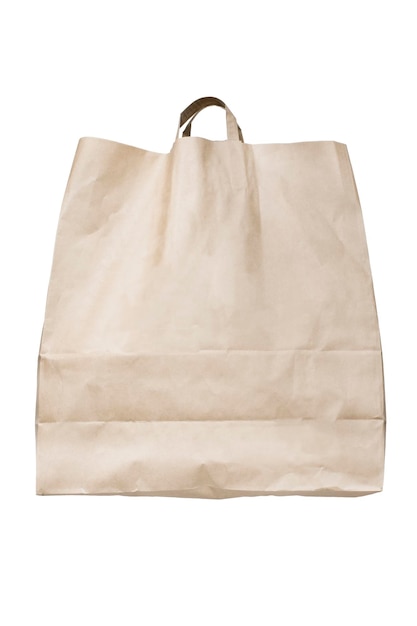 Bolso del comprador de papel artesanal aislado sobre blanco