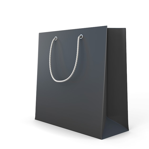 Foto bolso de compras negro aislado en blanco. ilustración 3d.