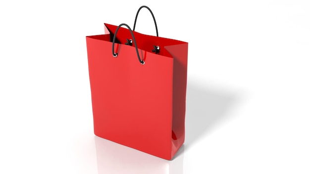 Bolso de compras rojo aislado en el fondo blanco