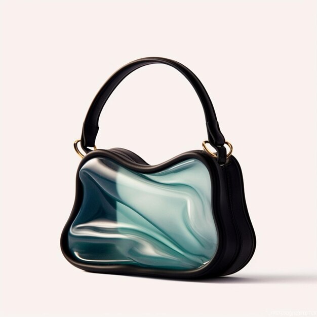 bolso en una corte azul transparente