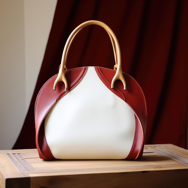 Bolso de cuero elegante para damas sobre un fondo gris Concepto de accesorio de moda elegancia de cuero