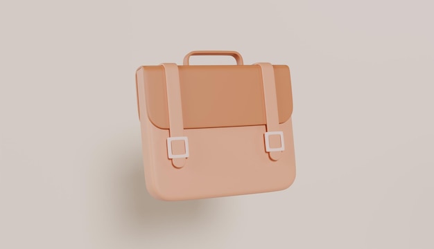 Bolso de cuero marrón con cerrojo aislado sobre un fondo de color pastel