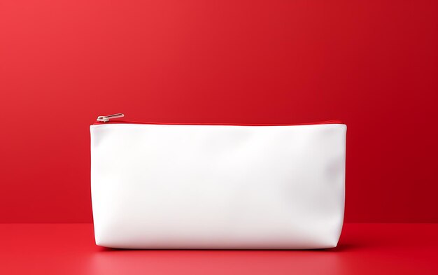 Bolso de cosméticos branco vazio modelo de fundo para recipiente de maquiagem