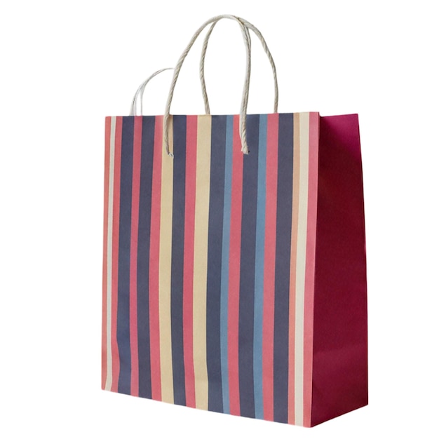 Bolso de papel com listras