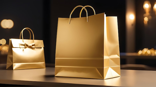 Bolso de papel dourado em branco para a sexta-feira negra