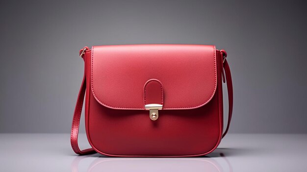 Foto bolso elegante para mujeres de color rojo en un fondo de estudio