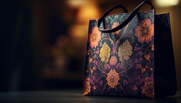 Un bolso con estampado abstracto y asa adornada irradia lujo y elegancia generados por la inteligencia artificial