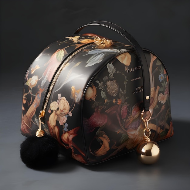 Un bolso con un estampado floral y una campana.