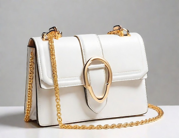 Bolso femenino de lujo de color blanco y dorado generado por la IA