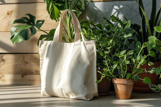 un bolso de mano junto a una planta en maceta