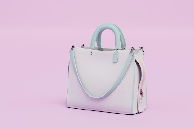 Bolso de mujer de color blanco sobre un fondo pastel 3D Render